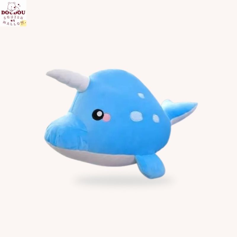 Squishmallow XXL narval Cédric – Peluche douce et moelleuse pour câlins marins