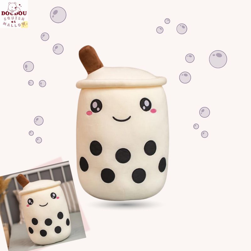 Squishmallow Bubble Tea Vanille – Doudou crémeux au parfum de câlin