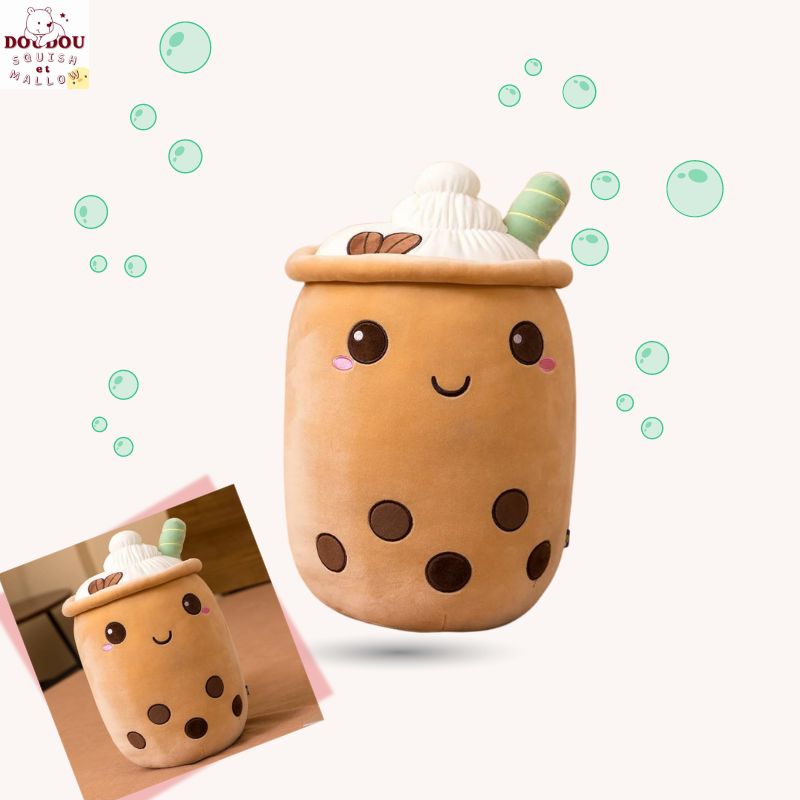 Squishmallow Bubble Tea Caramel – Doudou fondant à câliner sans modération
