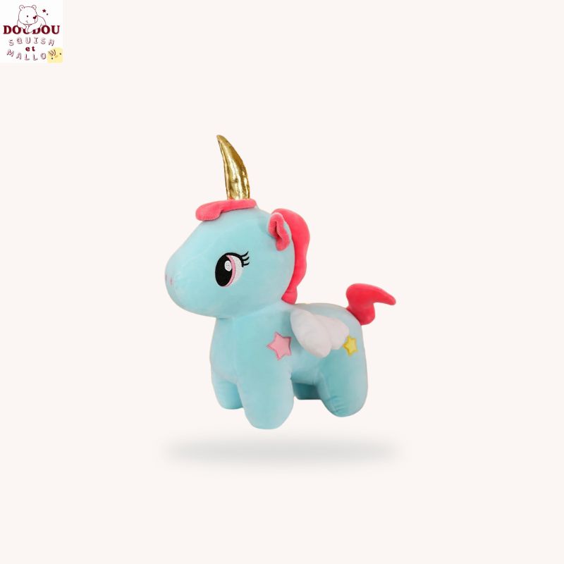 Squishmallow Licorne Blue et Rose – Doudou licorne tendre et pastel