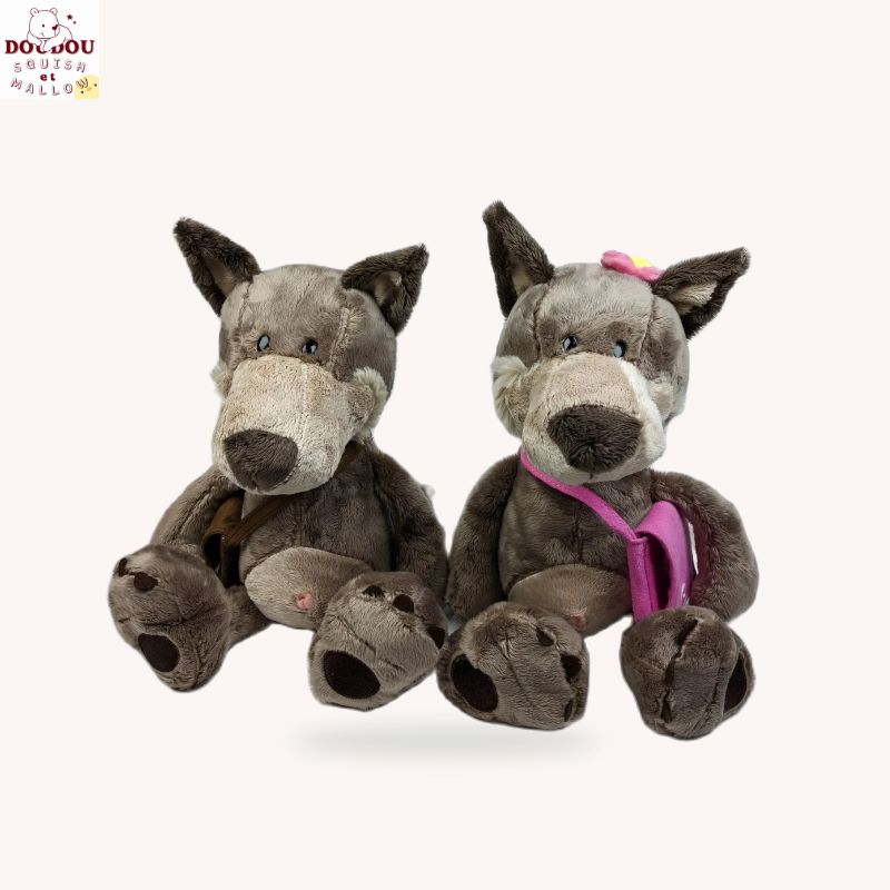 Peluches loup Léon & Léonne