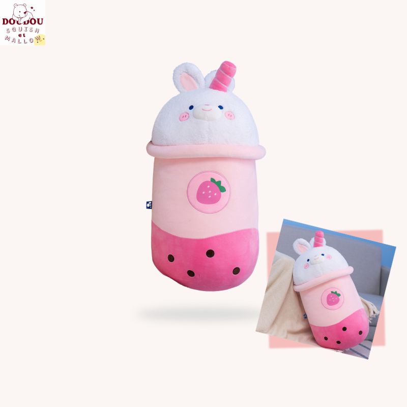 Peluche bubble tea Lapin Fraise